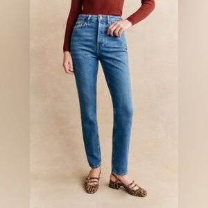 Sézane high rise slim straight jeans Brut sexy wash